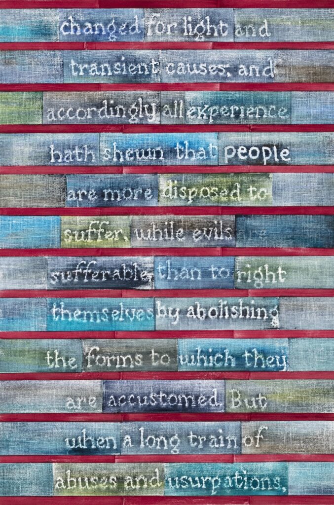 changed for light and transient causes; and accordingly all experience hath shewn, that mankind people are more disposed to suffer, while evils are sufferable, than to right themselves by abolishing the forms to which they are accustomed. But when a long train of abuses and usurpations, 